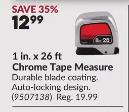 Princess Auto 1 in. x 26 Chrome Tape Measure offer