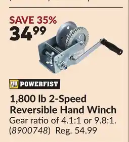 Princess Auto 1,800 lb 2-Speed Reversible Hand Winch offer