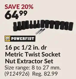 Princess Auto 16 pc 1/2 in. dr Metric Twist Socket Nut Extractor Set offer