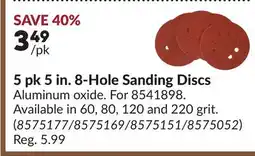 Princess Auto 5 pk 5 in. 8-Hole Sanding Discs offer