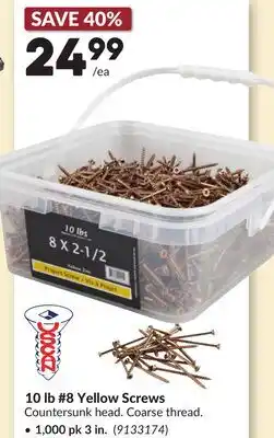 Princess Auto 1,000 pk 3 in. 10 lb #8 Yellow Screws offer