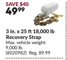 Princess Auto 3 in. x 25 ft 18,000 lb Recovery Strap offer