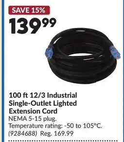 Princess Auto 100 ft12/3 Industrial Single-Outlet Lighted Extension Cord offer