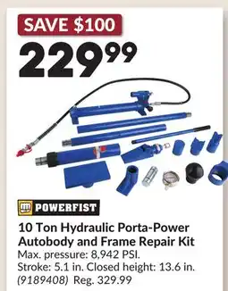 Princess Auto 10 Ton Hydraulic Porta-Power Autobody and Frame Repair Kit offer