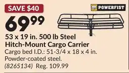 Princess Auto 53 x 19 in. 500 lb Steel Hitch-Mount Cargo Carrier offer
