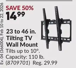 Princess Auto 23 to 46 in. Tilting TV Wall Mount offer