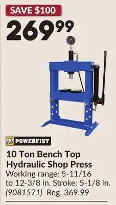 Princess Auto 10 Ton Bench Top Hydraulic Shop Press offer