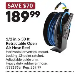 Princess Auto 1/2 in. x 50 Retractable Open Air Hose Reel offer