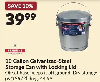 Princess Auto 10 Gallon Galvanized-Steel Storage Can with Locking Lid offer