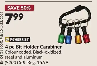 Princess Auto 4 pc Bit Holder Carabiner offer