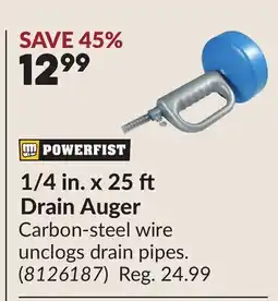 Princess Auto 1/4 in. x 25 Drain Auger offer