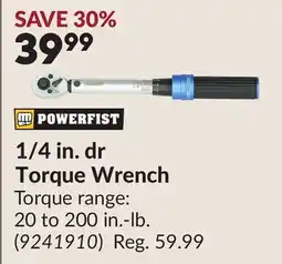 Princess Auto 1/4 in. dr Torque Wrench offer