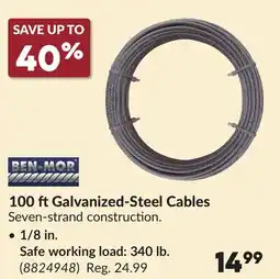 Princess Auto 1/8 in. 1499 Safe working load: 340 lb. 100 ft Galvanized-Steel Cables offer