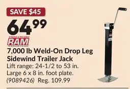 Princess Auto 7,000 lb Weld-On Drop Leg Sidewind Trailer Jack offer