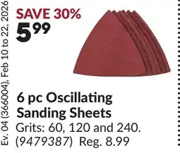 Princess Auto 6 pc Oscillating Sanding Sheets offer