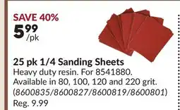 Princess Auto 25 pk 1/4 Sanding Sheets offer