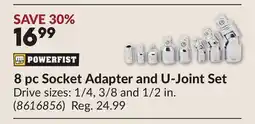 Princess Auto 8 pc Socket Adapter and U-Joint Set offer