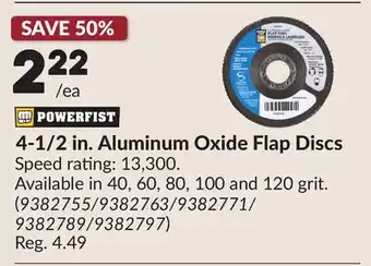 Princess Auto 4-1/2 in. Aluminum Oxide Flap Discs offer