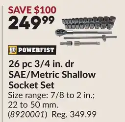 Princess Auto 26 pc 3/4 in. dr SAE/Metric Shallow Socket Set offer