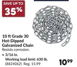 Princess Auto 10 ftGrade 30 Hot-Dipped Galvanized Chain offer