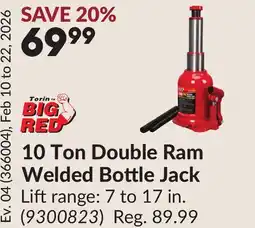 Princess Auto 10 Ton Double Ram Welded Bottle Jack offer