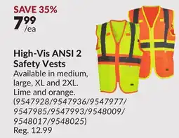 Princess Auto High-Vis ANSI 2 Safety Vests offer