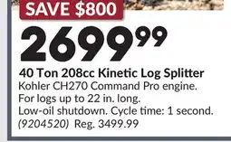 Princess Auto 40 Ton 208cc Kinetic Log Splitter offer