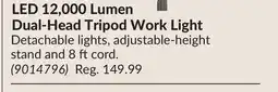 Princess Auto LED 12,000 Lumen Dual-Head Tripod Work Light offer