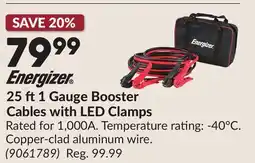 Princess Auto 25 ft1 Gauge Booster Cables with LED Clamps offer