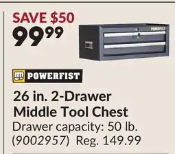 Princess Auto 26 in. 2-Drawer Middle Tool Chest offer