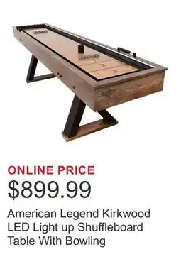 Costco American Legend Kirkwood LED Light up Shuffleboard Table With Bowling offer