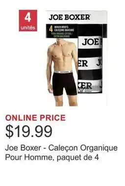 Costco Joe Boxer - Caleçon Organique Pour Homme, paquet de 4 offer