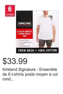 Costco Kirkland Signature - Ensemble de 6 t-shirts poids moyen à col rond pour homme offer