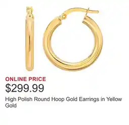 Costco High Polish Round Hoop Gold Earrings in Yellow Gold offer