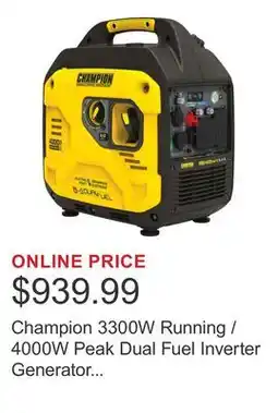 Costco Champion 3300W Running / 4000W Peak Dual Fuel Inverter Generator with CO Shield offer