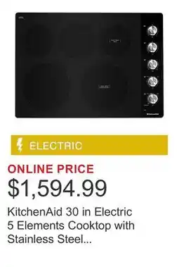 Costco KitchenAid 30 in Electric 5 Elements Cooktop with Stainless Steel Knobs offer