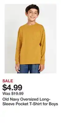 Old Navy Old Navy Oversized Long-Sleeve Pocket T-Shirt for Boys offer