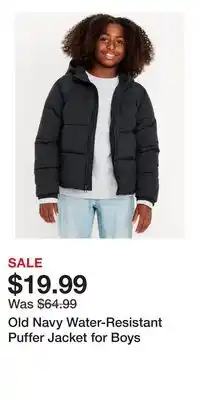 Old Navy Old Navy Water-Resistant Puffer Jacket for Boys offer