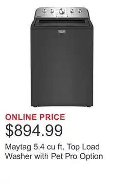 Costco Maytag 5.4 cu ft. Top Load Washer with Pet Pro Option offer