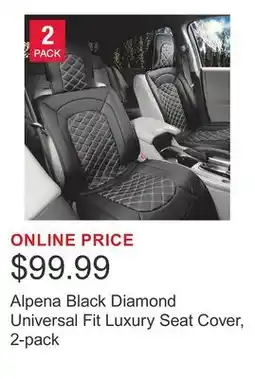 Costco Alpena Black Diamond Universal Fit Luxury Seat Cover, 2-pack offer