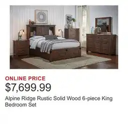 Costco Alpine Ridge Rustic Solid Wood 6-piece King Bedroom Set offer