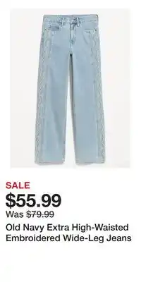 Old Navy Old Navy Extra High-Waisted Embroidered Wide-Leg Jeans offer
