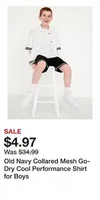 Old Navy Old Navy Collared Mesh Go-Dry Cool Performance Shirt for Boys offer