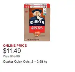 Costco Quaker Quick Oats, 2 × offer