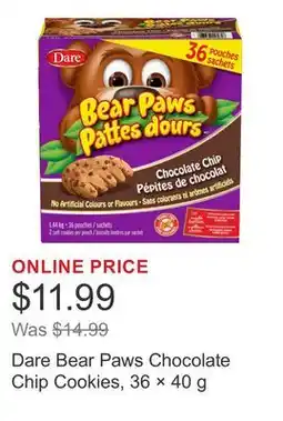 Costco Dare Bear Paws Chocolate Chip Cookies, 36 × offer