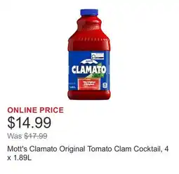 Costco Mott's Clamato Original Tomato Clam Cocktail offer