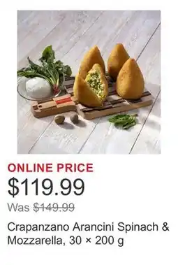 Costco Crapanzano Arancini Spinach & Mozzarella, 30 × offer