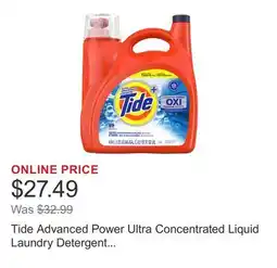 Costco Tide Advanced Power Ultra Concentrated Liquid Laundry Detergent with Oxi 89 Loads offer