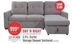 The Brick Carter 2-Piece Right-Facing Linen-Look Fabric Sleeper Sectional with Storage Chaise - Solis Grey offer