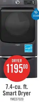 The Brick Maytag 7.4 Cu. Ft. Pet Pro Smart Electric Dryer - Midnight Steel - YMED7020RF offer